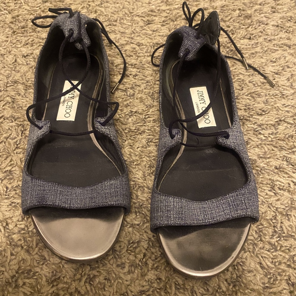 Jimmy Choo Vernie Lace Up Denim Sandal